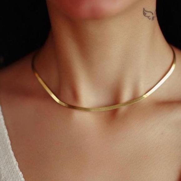 Jewelry - 18K GOLD HERRINGBONE CHAIN NECKLACE, NICE NECKLACE, CUTE NECKLACE